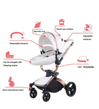 Lade das Bild in den Galerie-Viewer, 3-in-1-Kinderwagen-Trio aus Leder der neuesten Generation – Kinderwagen, Buggy und Autositz