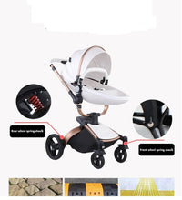 Lade das Bild in den Galerie-Viewer, 3-in-1-Kinderwagen-Trio aus Leder der neuesten Generation – Kinderwagen, Buggy und Autositz