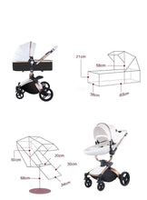 Lade das Bild in den Galerie-Viewer, 3-in-1-Kinderwagen-Trio aus Leder der neuesten Generation – Kinderwagen, Buggy und Autositz