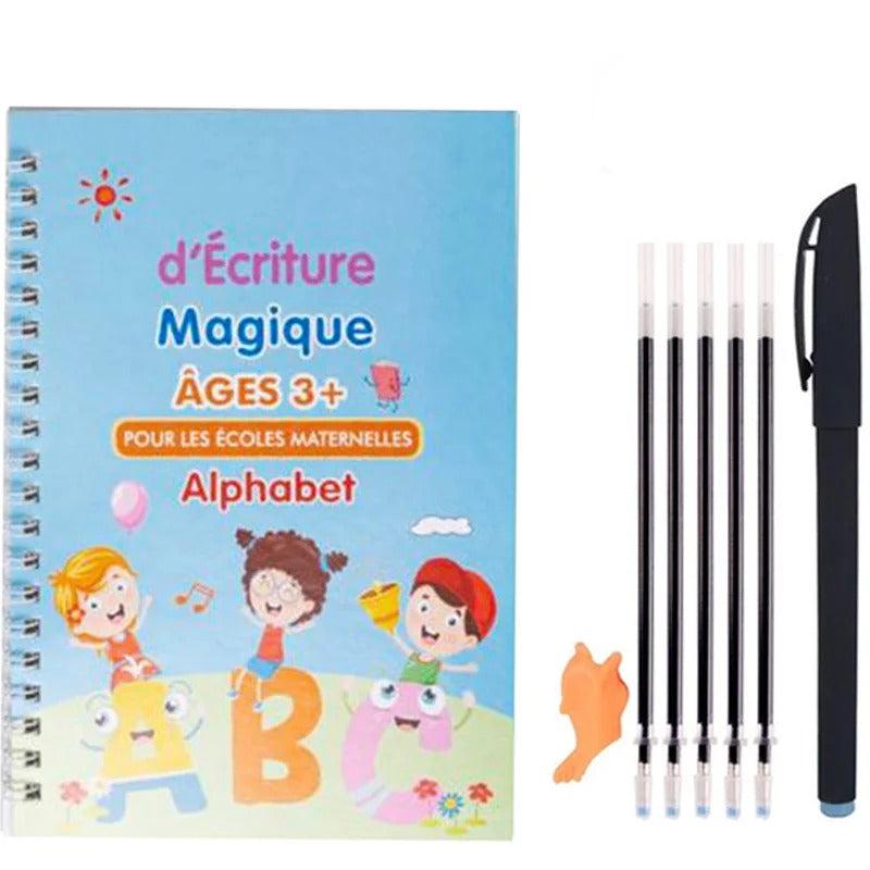 Magisches Schreibheft für Kinder mit wiederverwendbarem Stift und Schreibaufklebern 