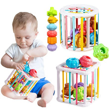 Charger l&#39;image dans la galerie, Jeu de tri de blocs colorées avec Bandes élastiques pour bébé
