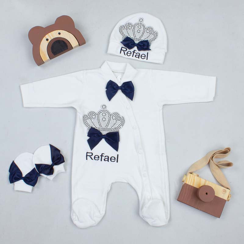 Ensemble Barboteuse personnalisé , Chapeau et Moufles, pour Bébé