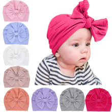 Charger l&#39;image dans la galerie, Turban en coton avec gros nœud pour bébé fille
