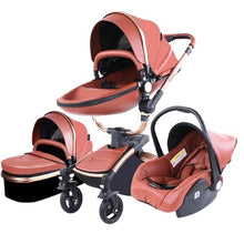 Charger l&#39;image dans la galerie, Poussette bébé trio 3 en 1 en cuir dernière génération - Poussette, Landau et Siège Auto
