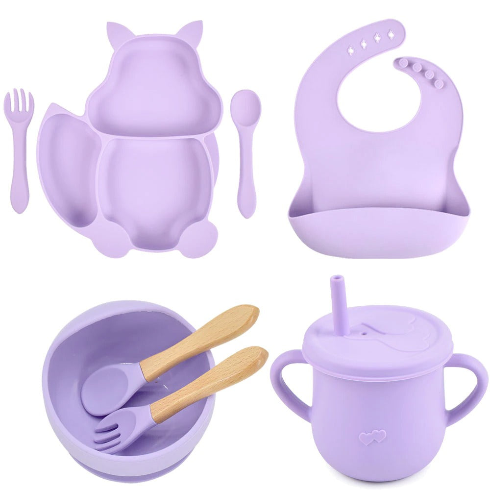 Ensemble de Vaisselle en Silicone pour Bébé 8 PCS