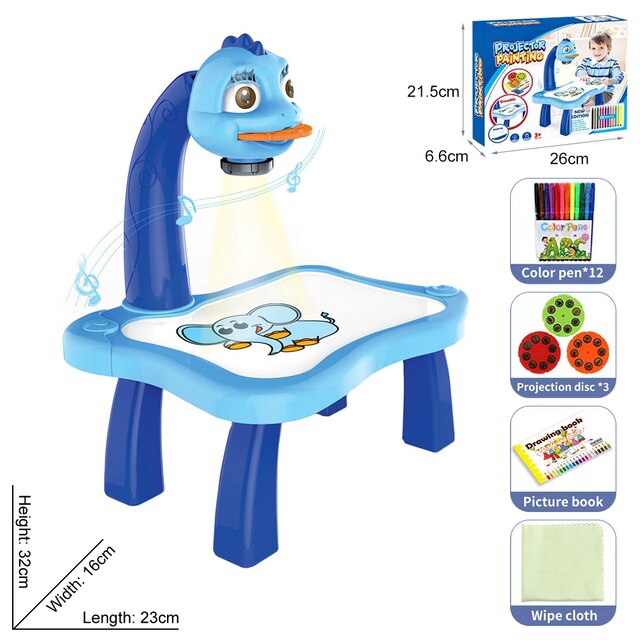 Zeichenbrett mit LED-Projektor für Kinder 